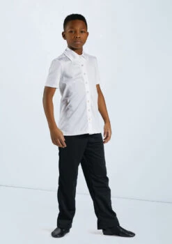 Weissman Boys Collared Shirt -Dance Clothing Store 12501 white 11456 black 0078 98967.1678887466