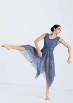 Weissman Mesh Handkerchief Hem Dress -Dance Clothing Store 14292 indigo 12103 78389.1698816781
