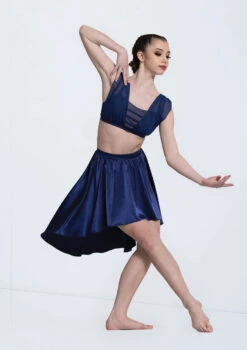 Weissman Draped Mesh Bra Top -Dance Clothing Store 14297 navy 3020 18896.1678889086