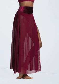 Weissman Velvet Waist Mesh Maxi Skirt -Dance Clothing Store 14299 blackcherry 7510 53815.1698816780