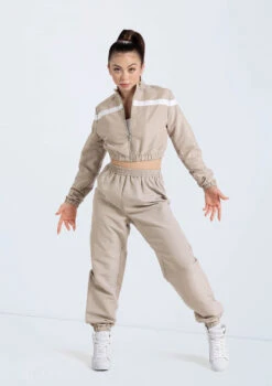 Weissman Cropped Track Jacket -Dance Clothing Store 14304 latte 14308 latte 441 94625.1698816780