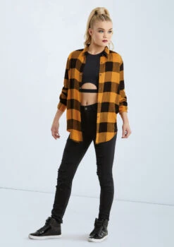 Weissman Oversized Buffalo Plaid Shirt -Dance Clothing Store AH10810 saffron 010 67452.1678890532