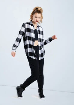 Weissman Oversized Buffalo Plaid Shirt -Dance Clothing Store AH10810 white AH7841 black 775 24591.1678890532