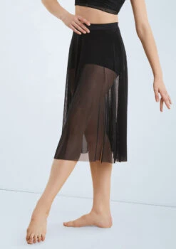 Weissman Midi Length Mesh Skirt -Dance Clothing Store S9768 black 009 82621.1698840527