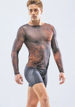 Ballet Rosa Mens Luca Long Sleeve Top -Dance Clothing Store brluca black orange frontmain 1t 52830.1698803367
