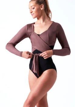 Ballet Rosa Soft Wrap Warm Up Top -Dance Clothing Store brmai brown front t 46260.1698803761