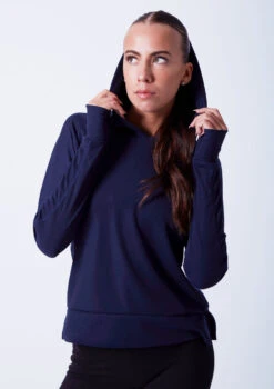 Ballet Rosa Warm Up Hoodie -Dance Clothing Store brolivine blue close up front 50231.1678926912