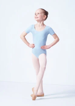 Capezio Class Kids Short Sleeve Leotard -Dance Clothing Store cad400c blue front 1 03419.1689290965