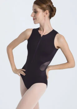 Intermezzo Teen Zip Front Mesh Leotard -Dance Clothing Store it31517 black front t 75526.1698808118