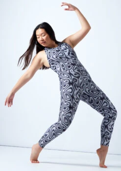 Move Dance Onyx Cross Back Unitard - Dimensions -Dance Clothing Store moc0901 blackwhite front 2 06343.1678928425