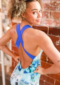 Move Dance Onyx Cross Back Unitard - Pacific -Dance Clothing Store moc0901 pac close up back 2 08531.1678928430