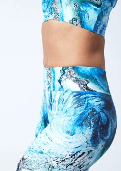 Move Dance Venus High Waisted Leggings - Pacific -Dance Clothing Store mop0908 pac close up front 2 07913.1678884560