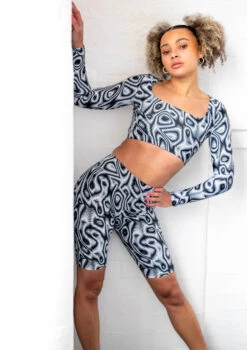 Move Dance Nebula High Waisted Cycling Shorts - Dimensions 11 Move Dance Nebula High Waisted Cycling Shorts - Dimensions -Dance Clothing Store mor0907 dim front 3t 10985.1686178262