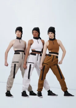 Weissman Mock Neck Cutout Waist Top -Dance Clothing Store wn15539 latte 31 t 62827.1698824360