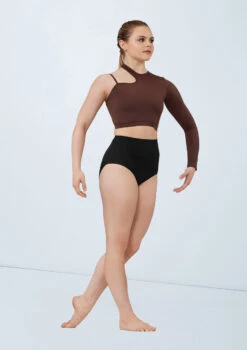 Weissman Asymmetric Cutout Crop Top -Dance Clothing Store wn15597 chocolate 1052 t 73937.1698825487